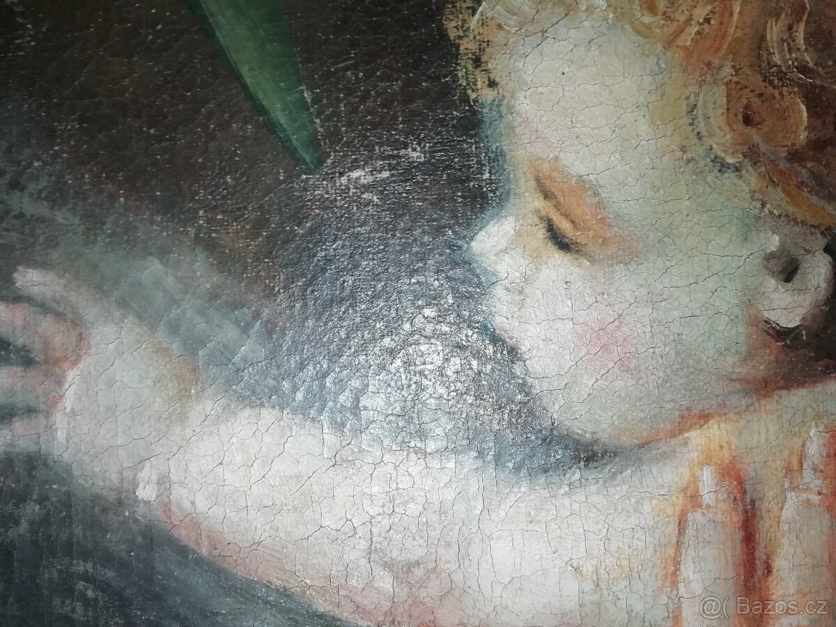 starý obraz žena s dítětem (Madona) - 5