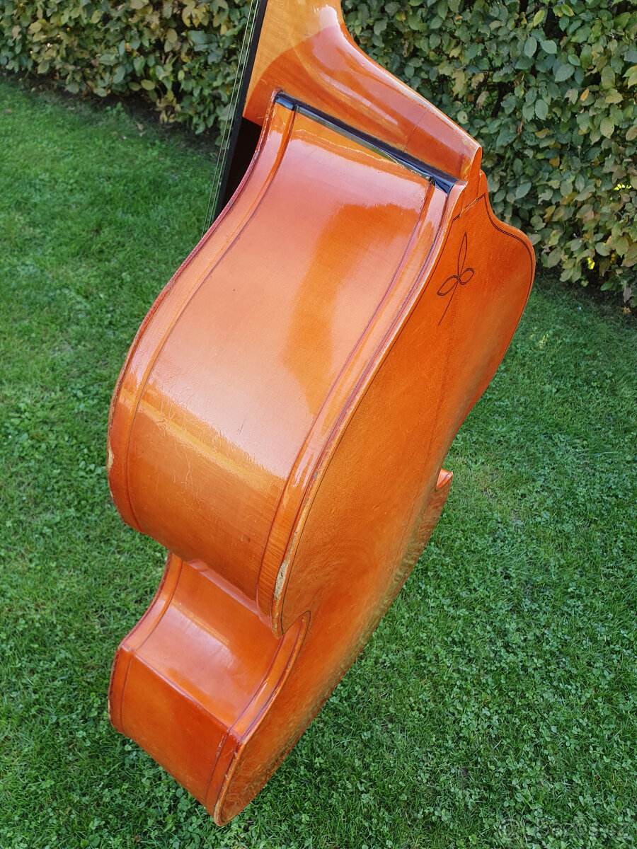 Celomasivní český 3/4 kontrabas, piezo snímač, obal - 5