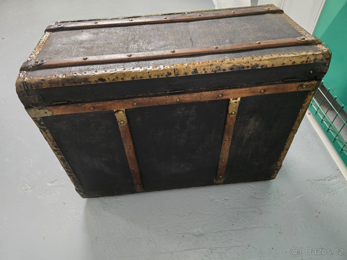 KRASNA STARÝ LODNÍ KUFR / TRUHLA - 5
