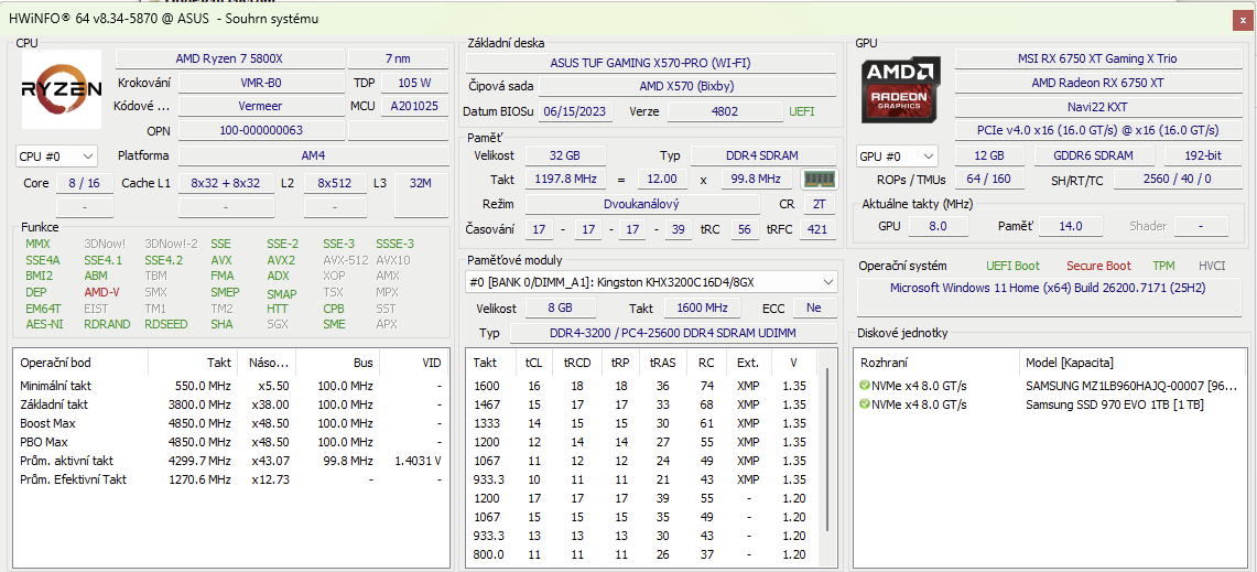 Herní PC - Ryzen 7 5800X , RX6750XT, 32GB RAM, 2x 1TB NVMe - 5