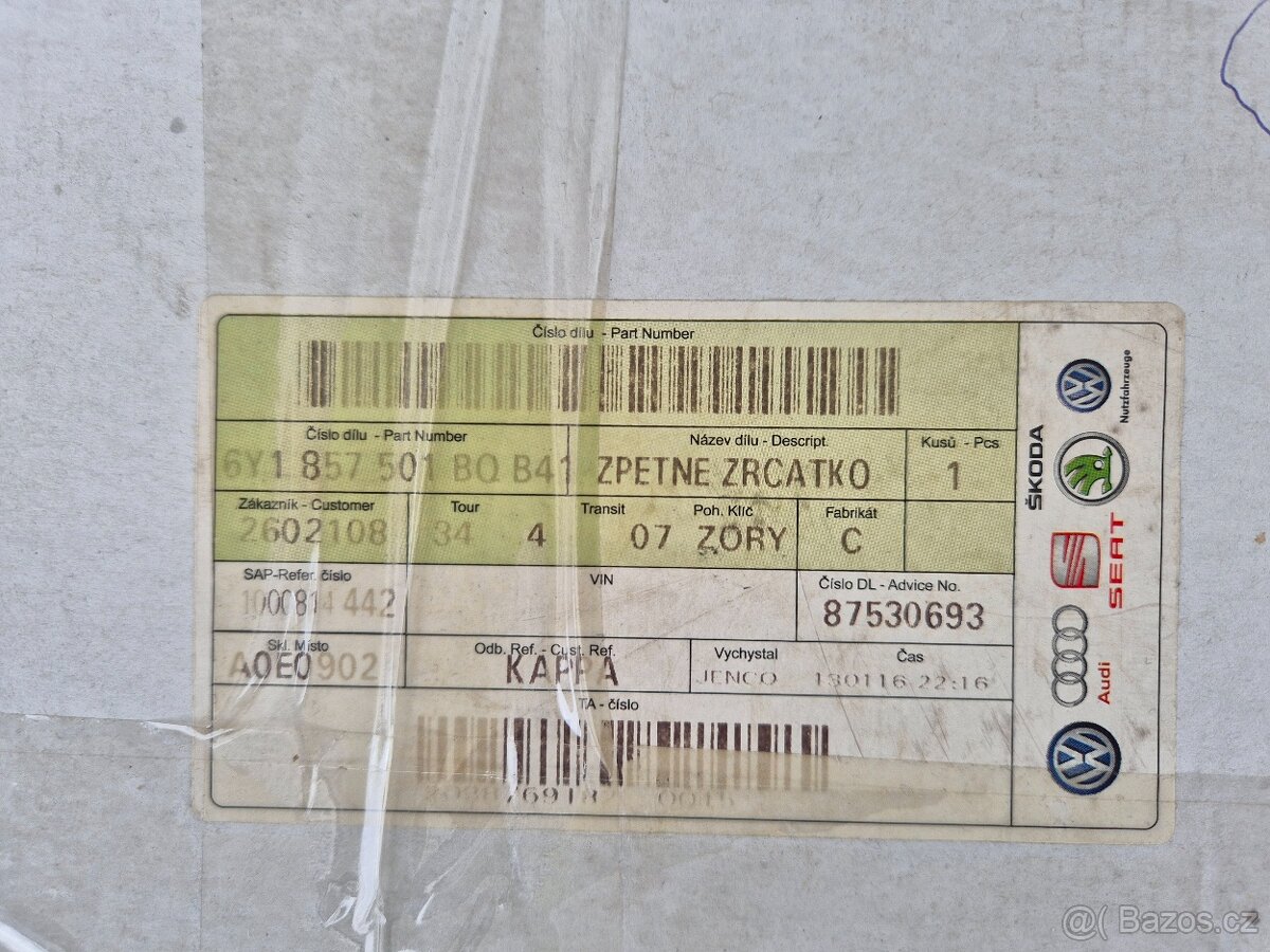 Škoda Fabia levé vnější zpětné zrcátko 6Y1857501BQB41 - 5