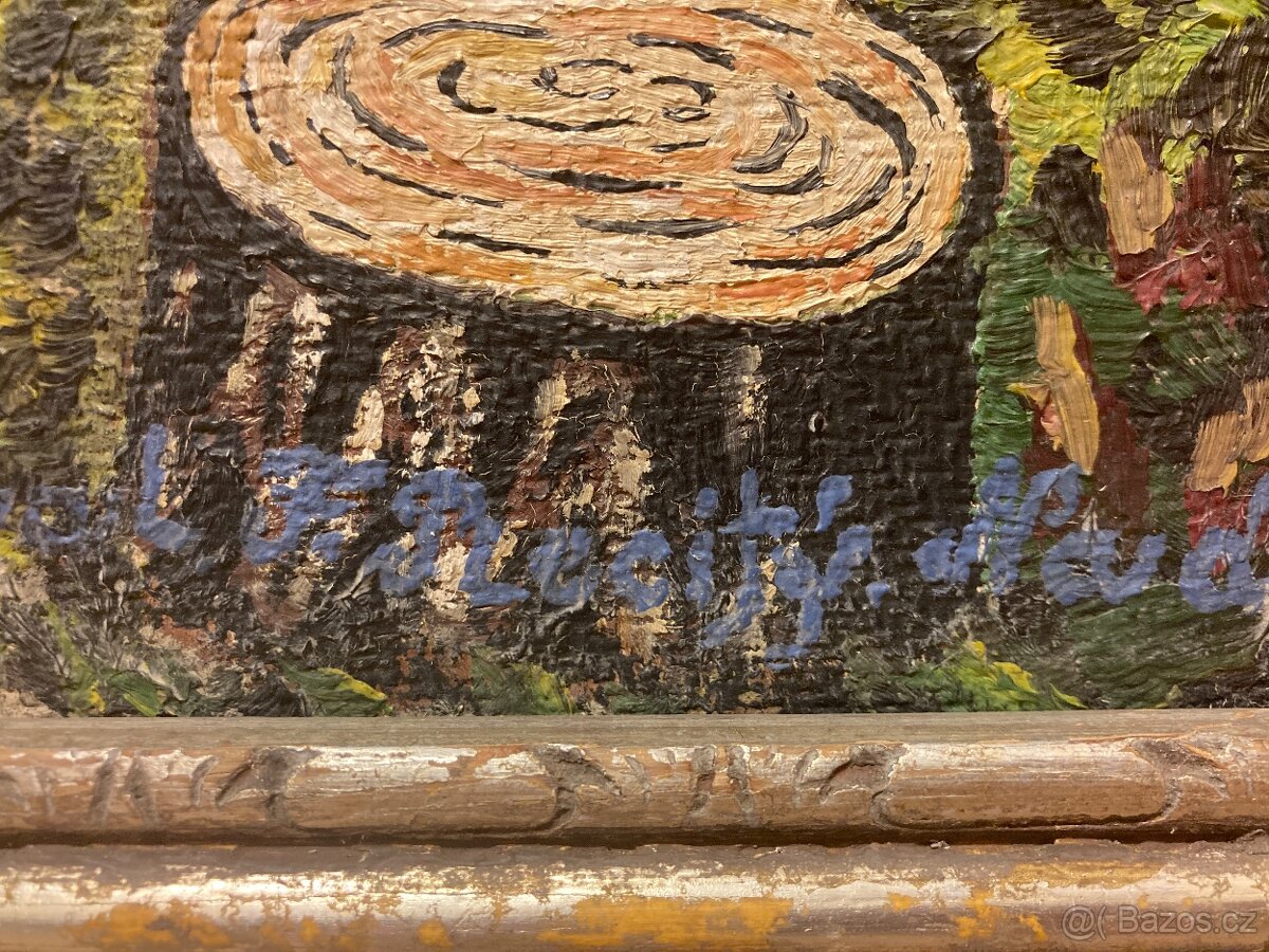 Obraz chaty v lese 120x105 cm Plecháč Prosecký František - 5