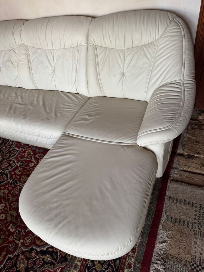 Světlá kožená sedačka do Účka, 4979 - 5