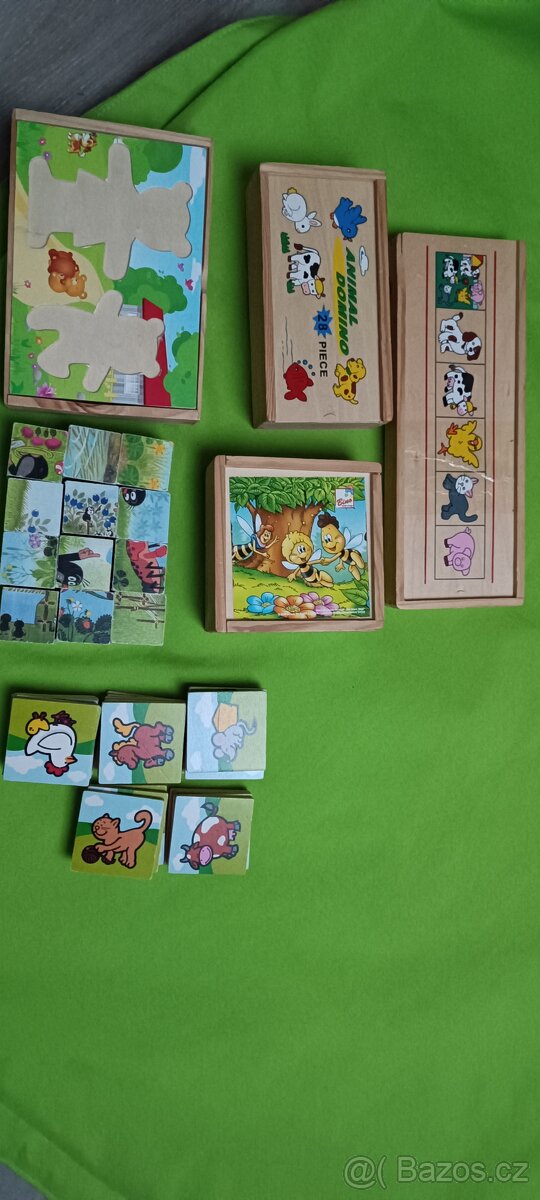 Dětské dřevěné skládačky , puzzle,domino - 5