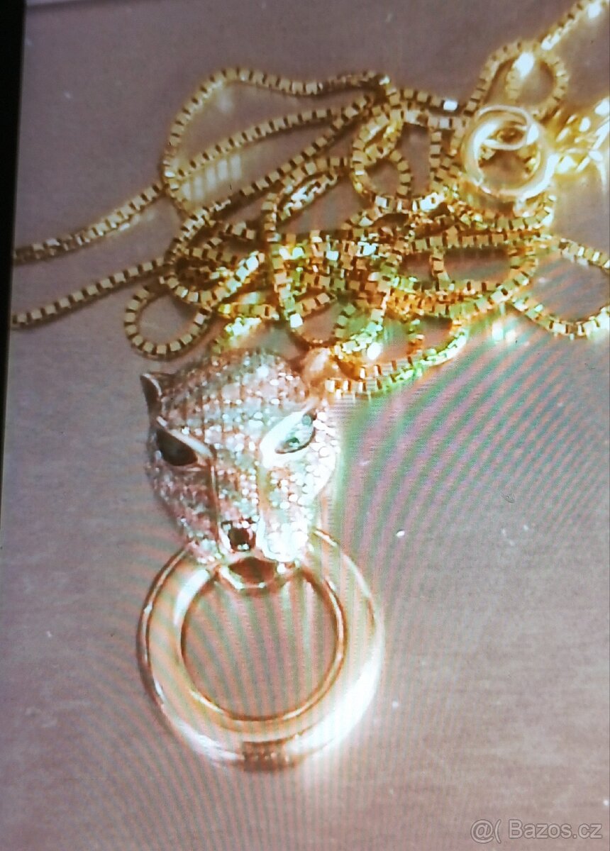 Zlatý řetízek s přívěskem Pantera - 5