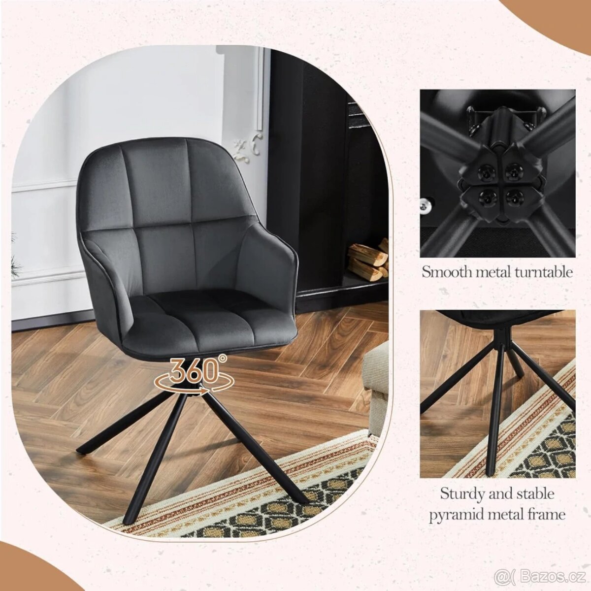 Sada 2 otočných jídelních židlí, Kuchyňské židle - 5