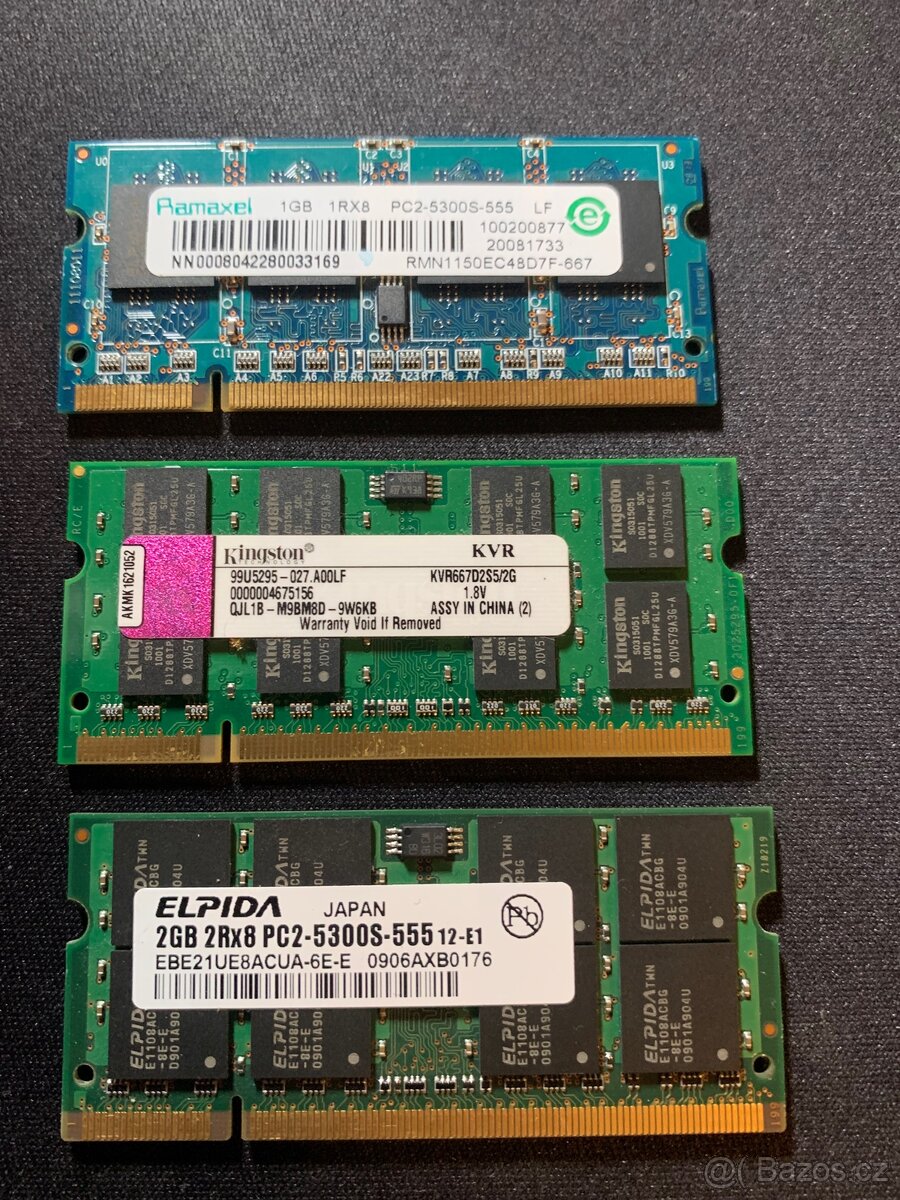 PAMĚTI RAM - DDR3 - DDR2 - DIMM - SODIMM - 5