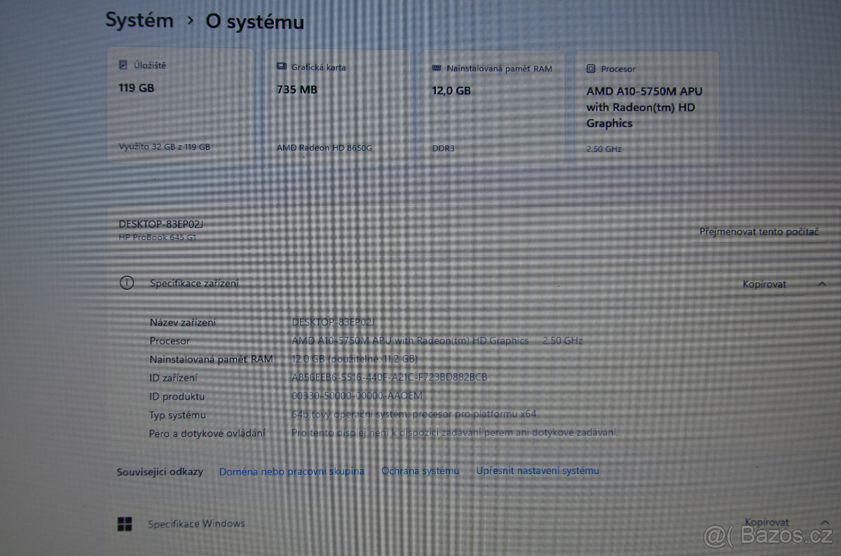 HP Probook 645 A10/12GB/SSD 120GB/záruka - 5