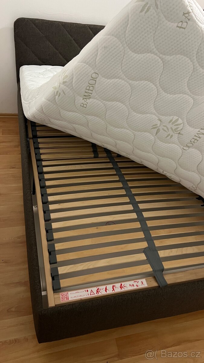 Nová čalouněná postel jednolůžko 120x200 cm tmavě šedá - 5