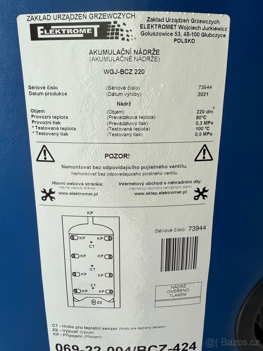 Akumulační nádrž 220l - nová - 5