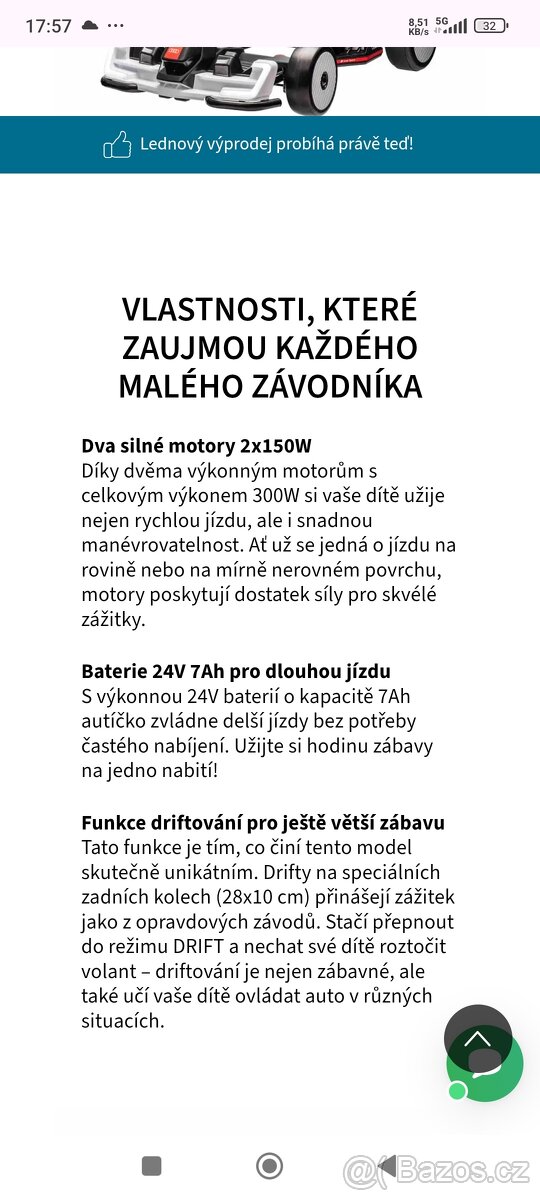 Drift elektrická motokára od 4 let - 5