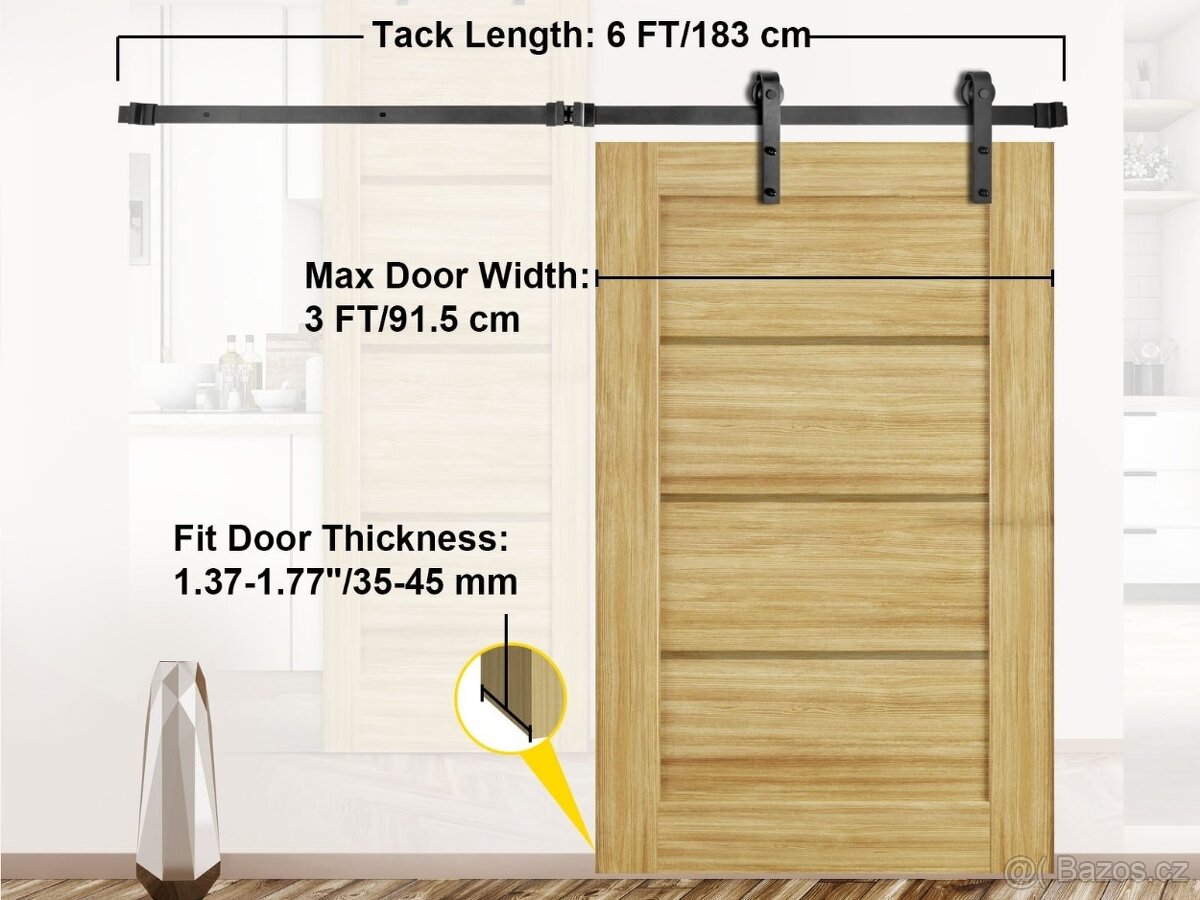 Kování pro dvoje posuvné dveře - 183 cm - 5