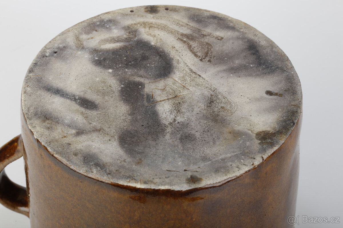 kameninový hrnec krajáč 19. STOLETÍ značený - 5