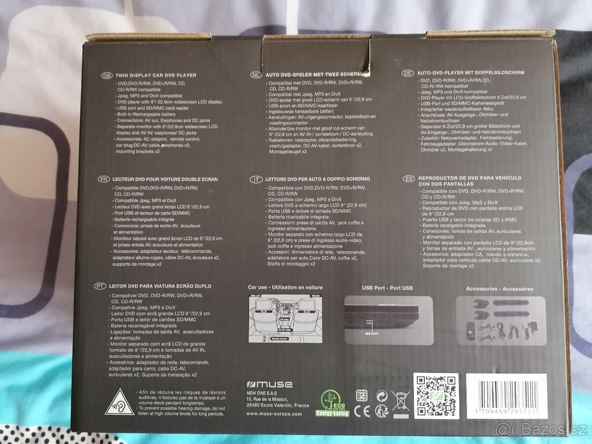 Přenosný DVD přehrávač MUSE do auta – 2 obrazovky - 5