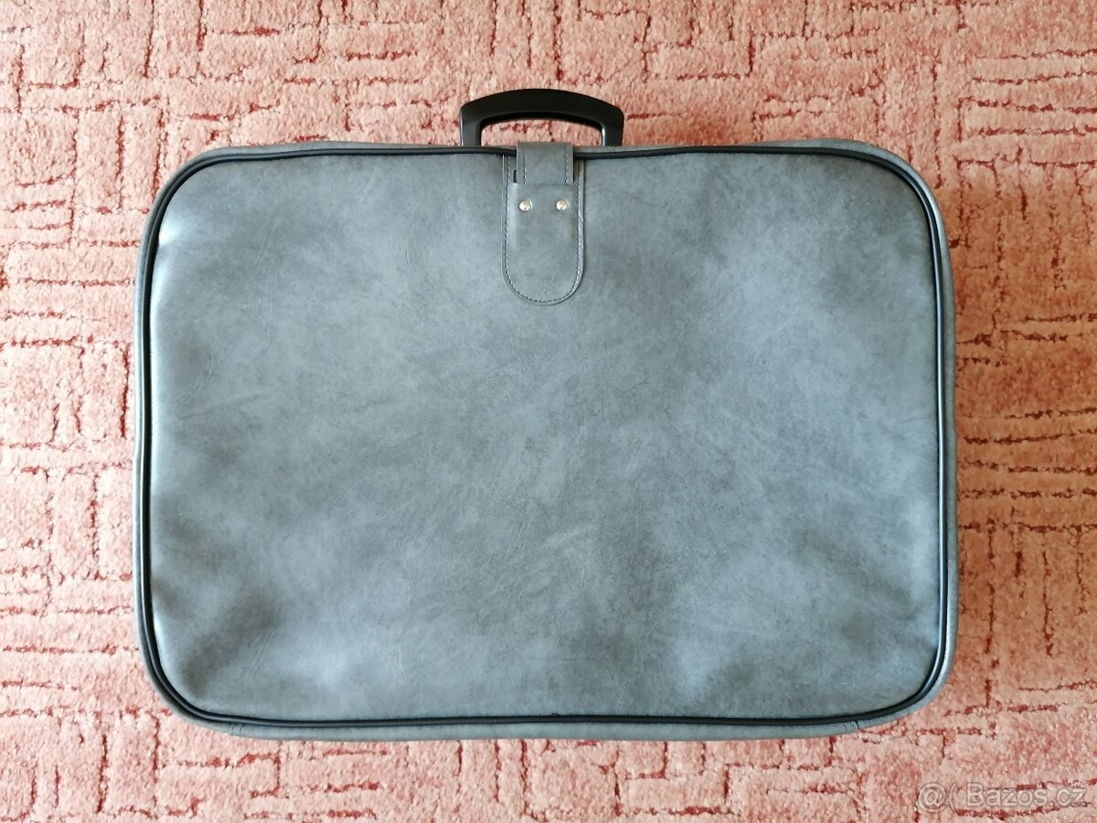 Retro koženkový kufr šedý - 5