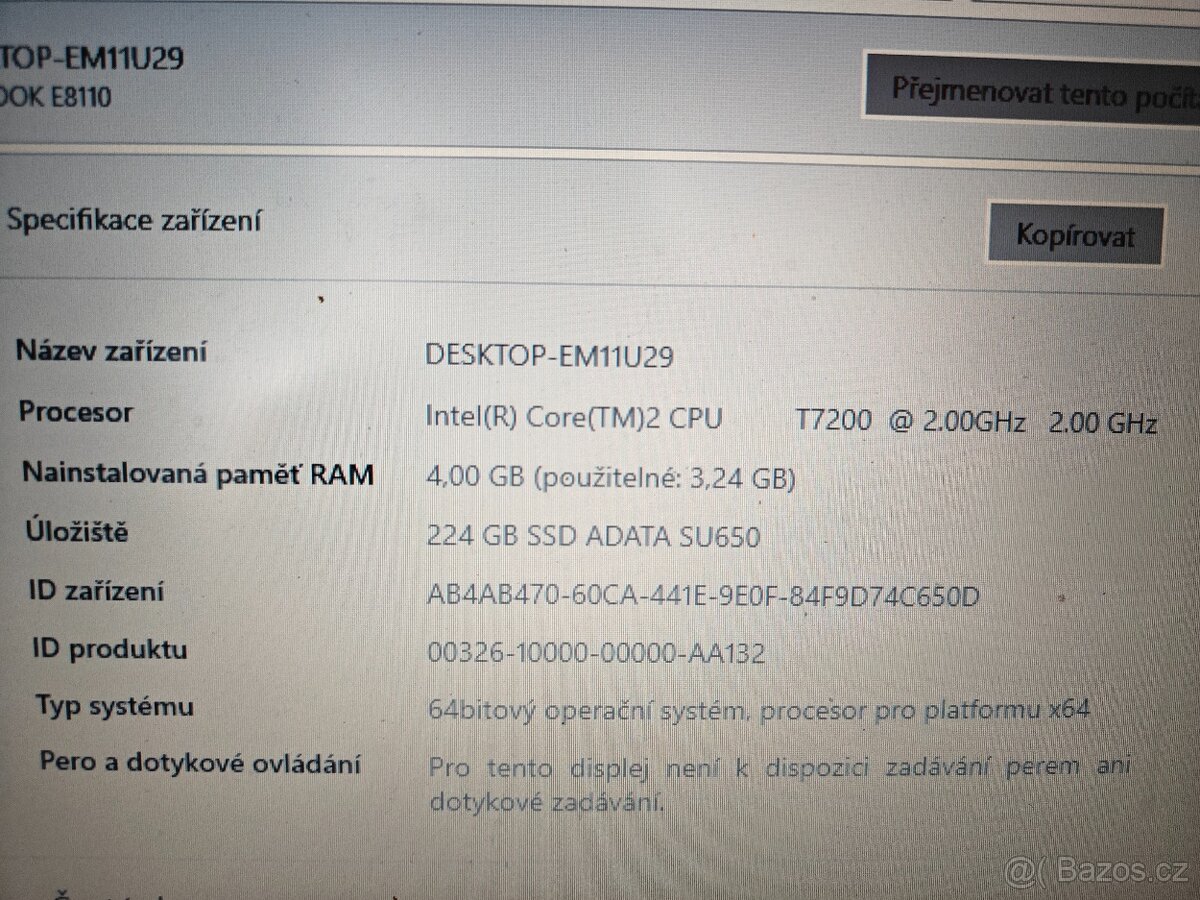 Prodám notebook Fujitsu Siemens Lifebook E81100 - 5