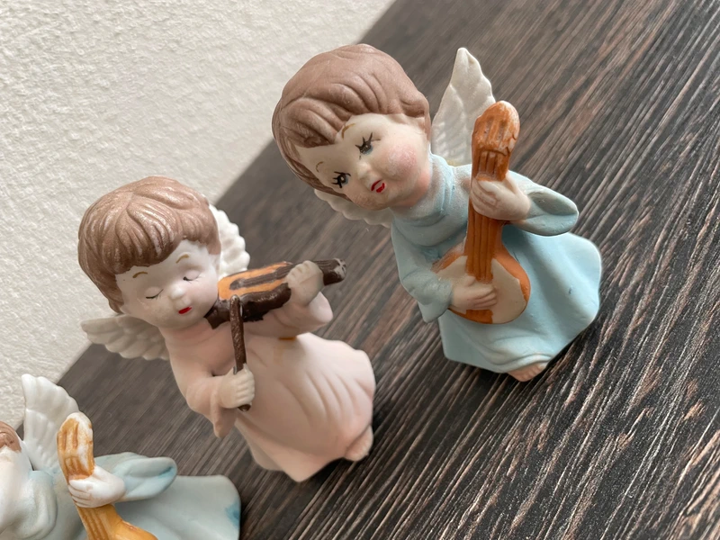 Porcelánové vintage figurky, christmas andělíčci - 5