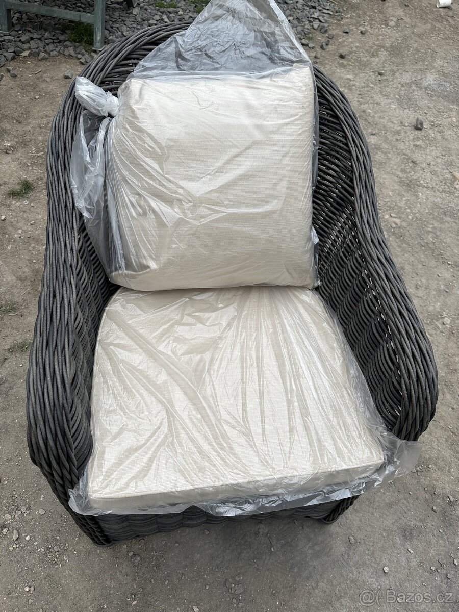 Zahradní židle ratanová hliníková konstrukce - 5