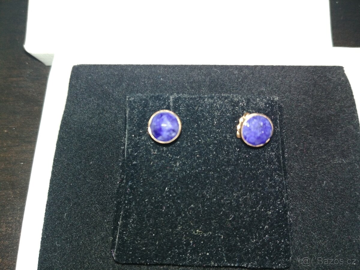 Zlaté náušnice se safirem - 5