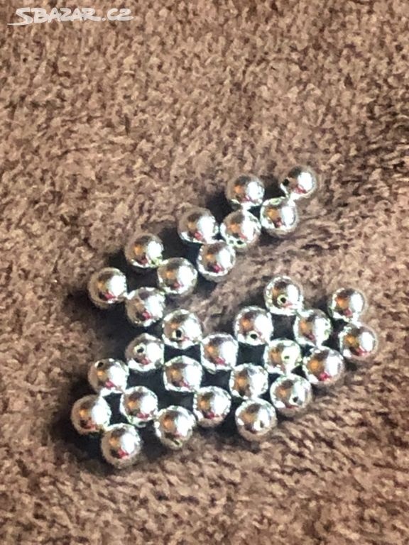 Dekorace - 30 ks stříbrných perliček-průměr 0,5 cm - 5