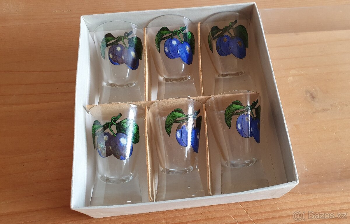 Sada 6 panáků švestka, nové - 5