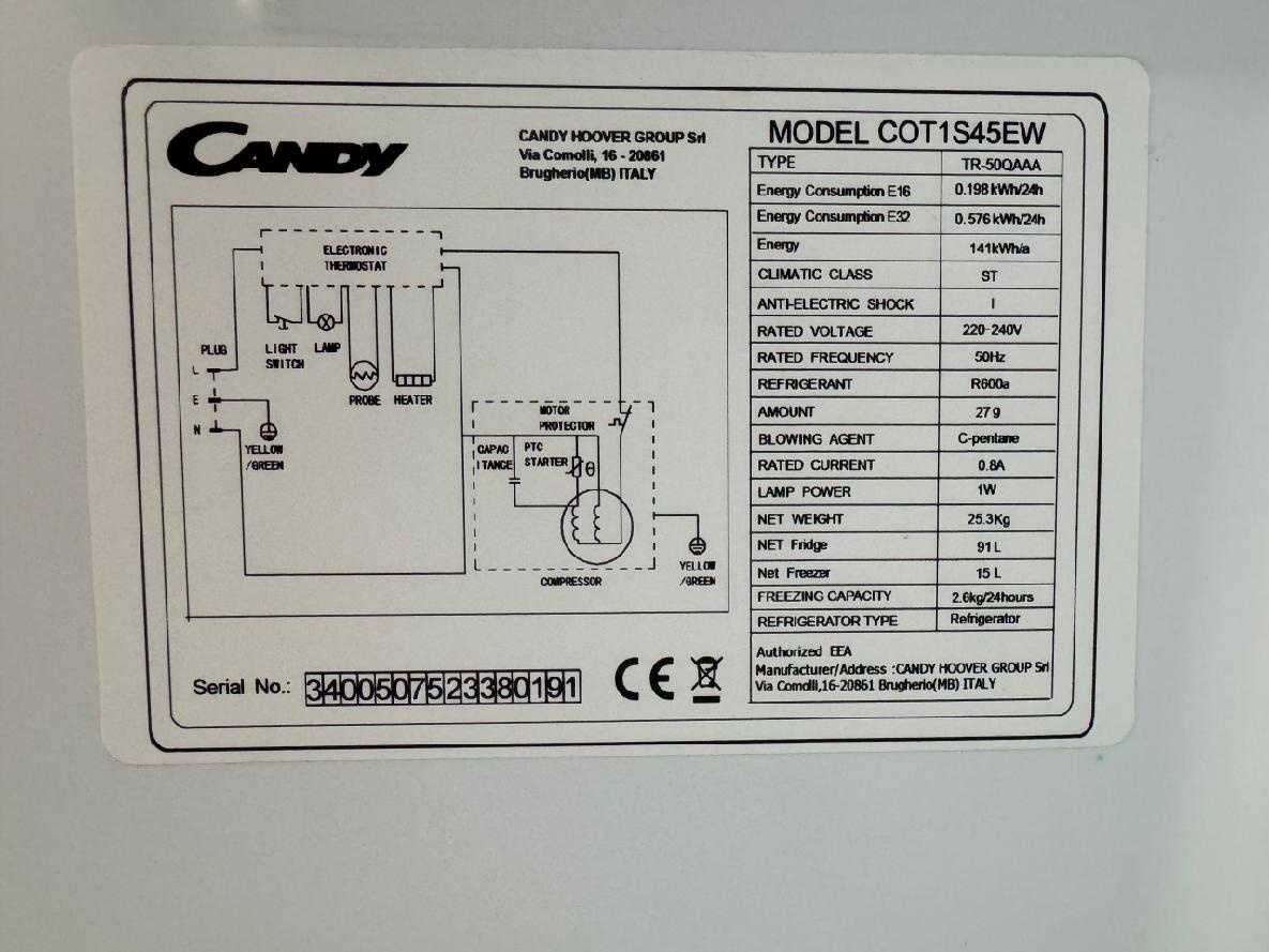 Lednička Candy COT1S45EW - 5