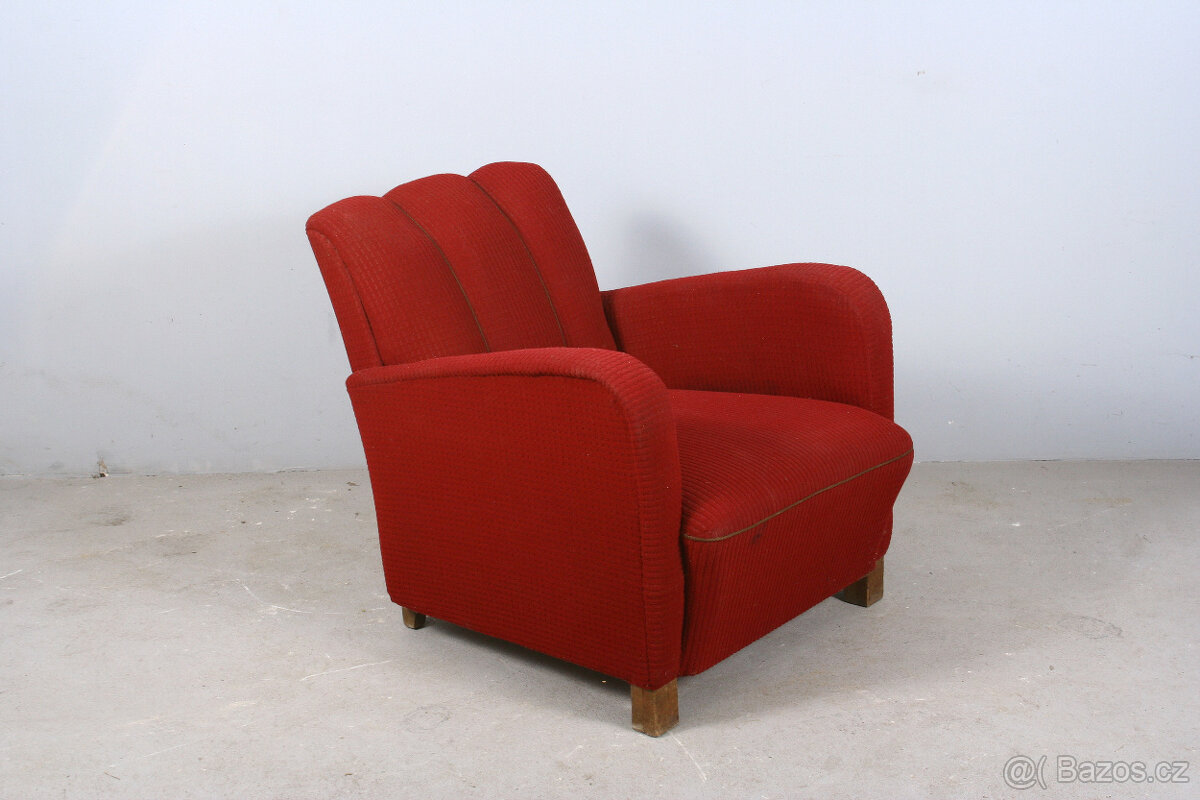 Červené solitérní Křeslo / ARTDECO - 5