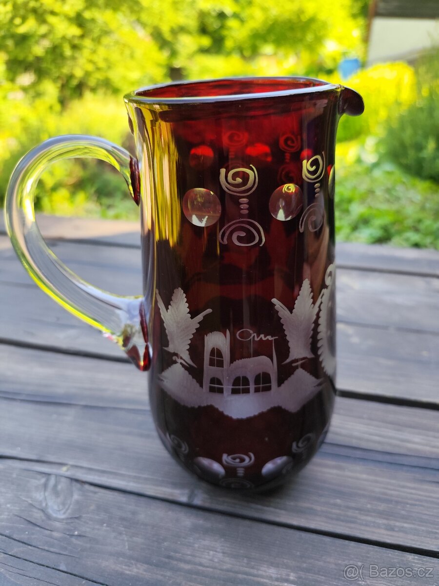 Prodám džbán Bohemia Crystal - Egermann, ručně leptaný - 5