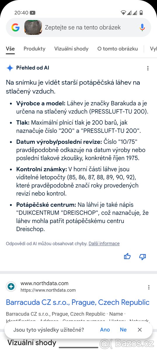 Barakuda ,potápěčska láhev, dekorace - 5