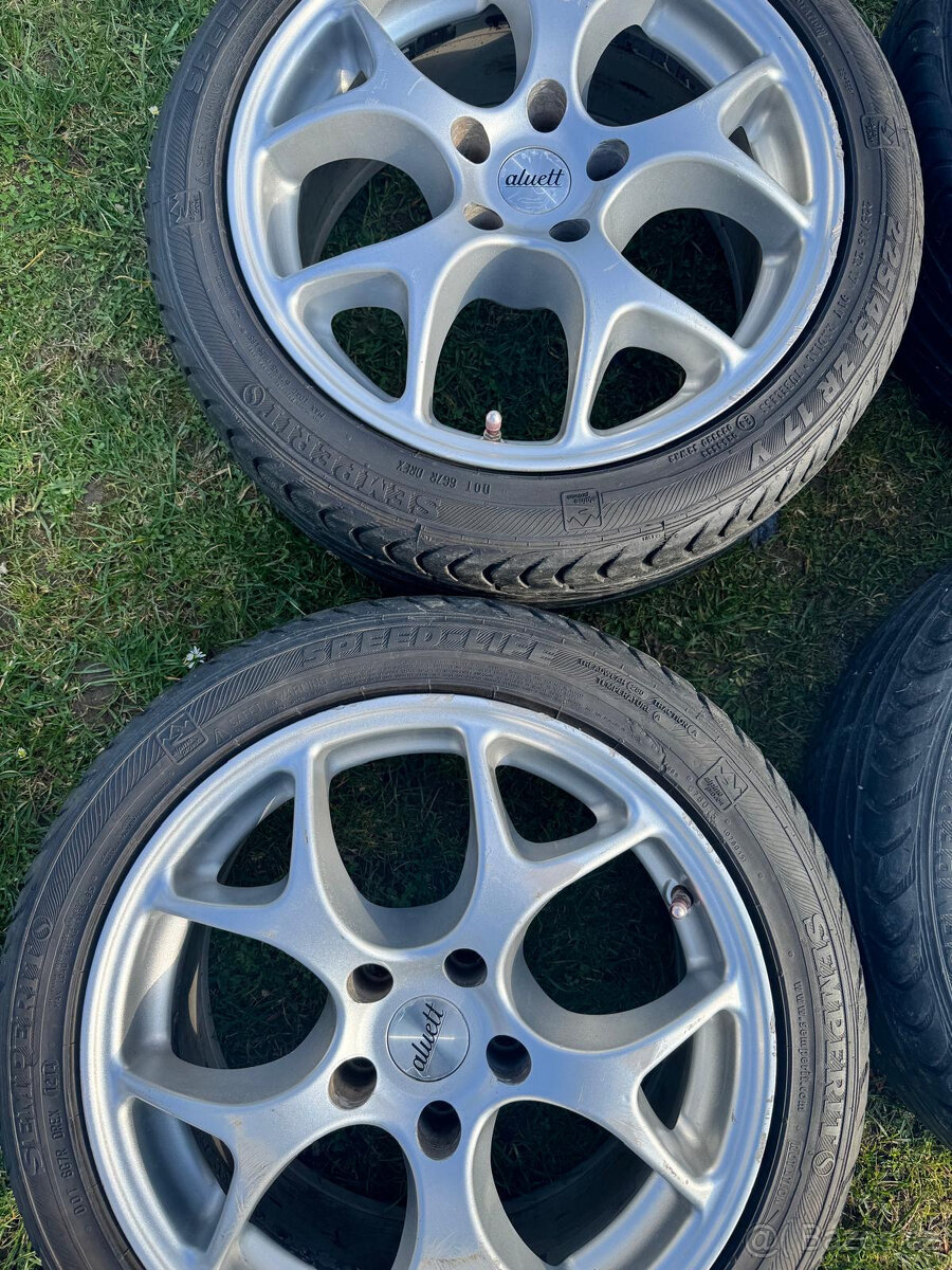 Alu disky Aluett 17" rozteč 5x112 + pneu pěkné - 4 kusy - 5