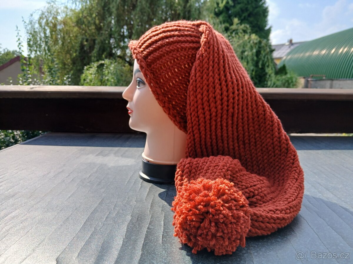 .Nová pletená mega dlouhá čepice - 5