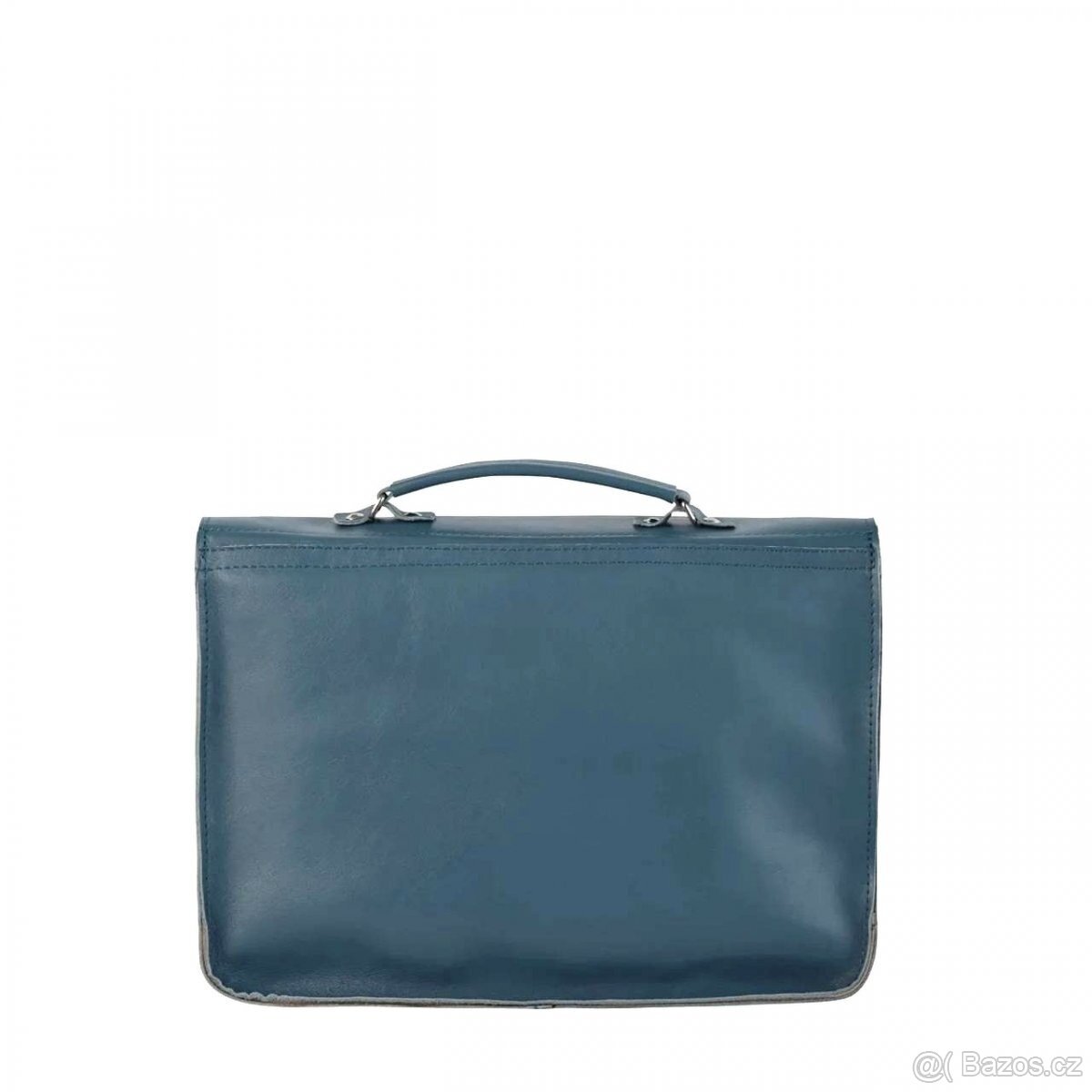 Kožená kabelka - modrošedá - NOVÁ - 5