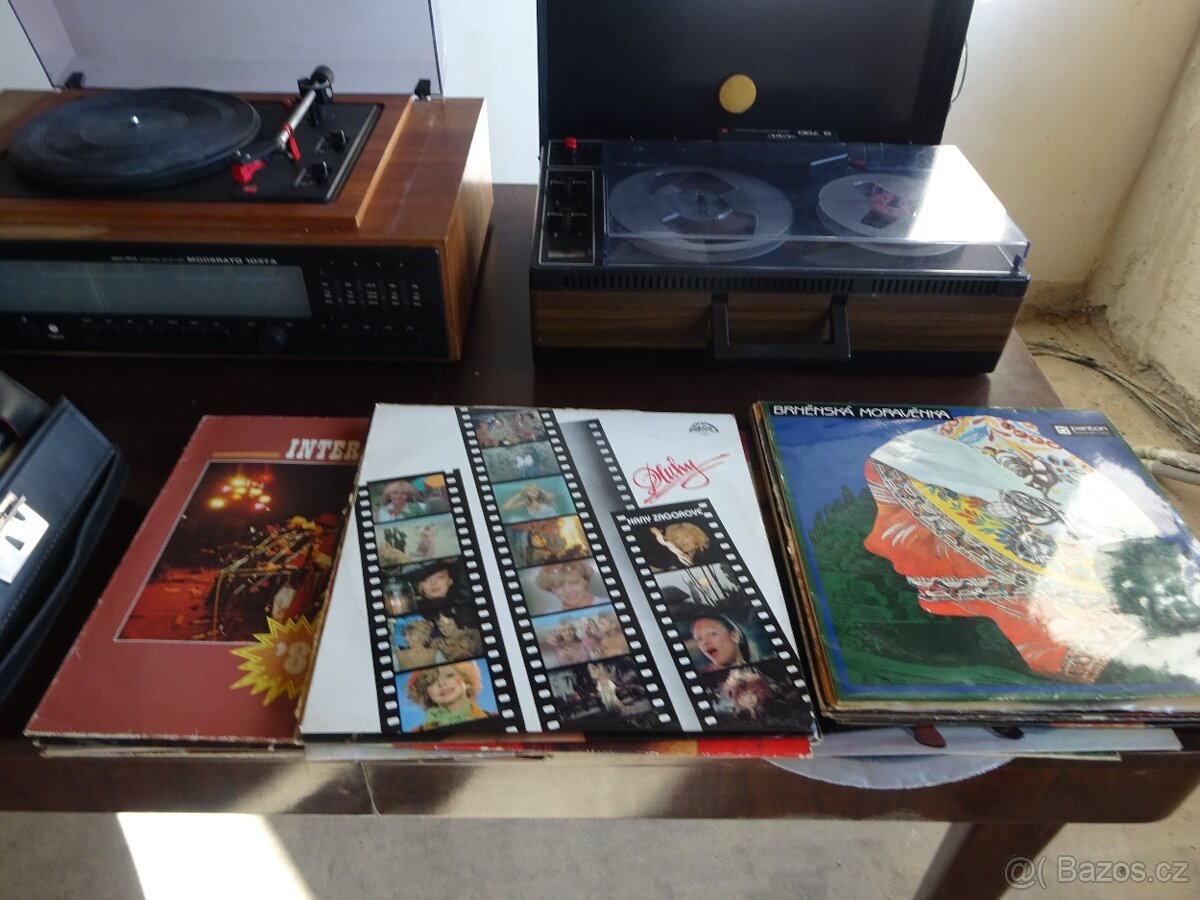 Gramofon a kotouč. magnetofon + LP desky. - 5