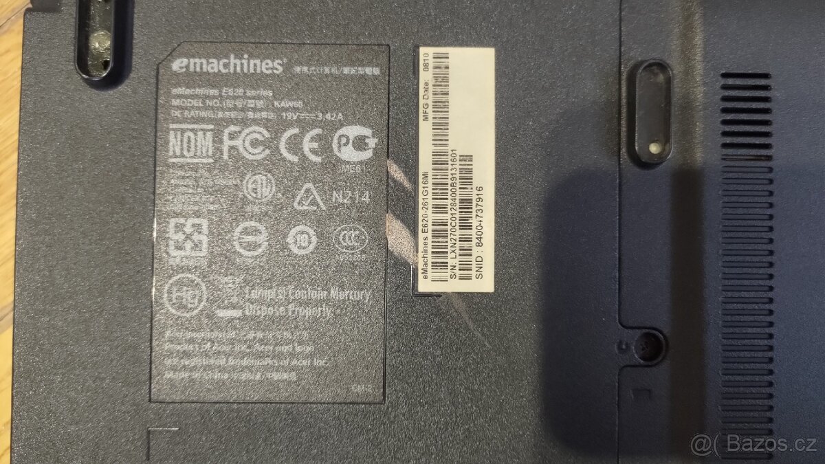 Notebook eMachines E620-261G16Mi - 5