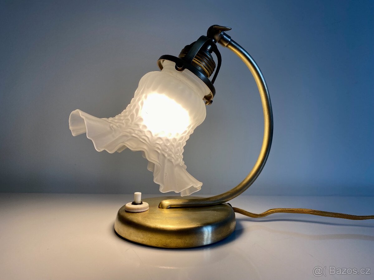 Starožitná mosazná stolní lampa lampička Art Deko - 5