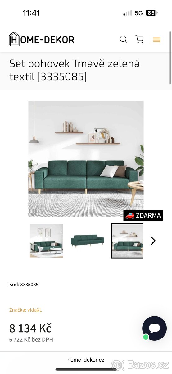 Zelený gauč nerozkládací - 5