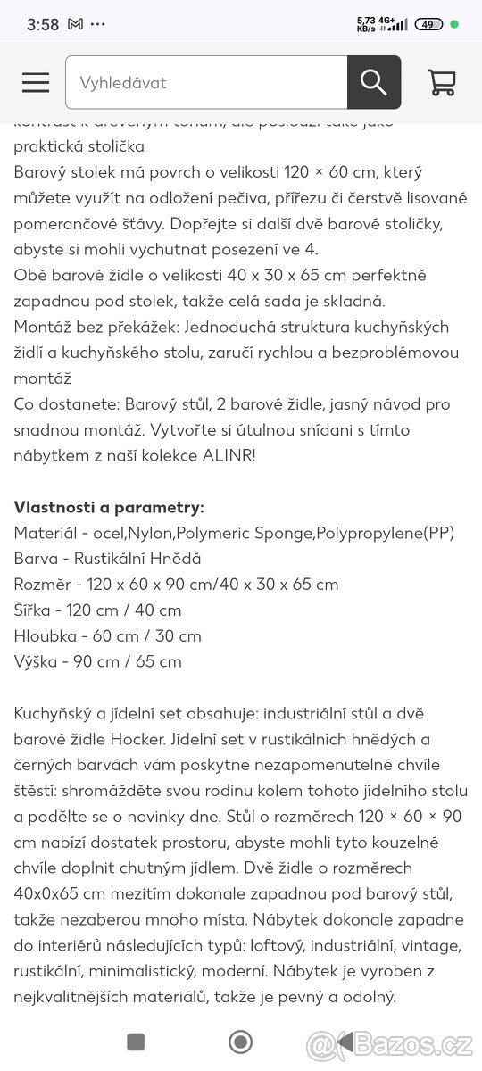 Barový Stůl Se 2 Barovými Židlemi - 5