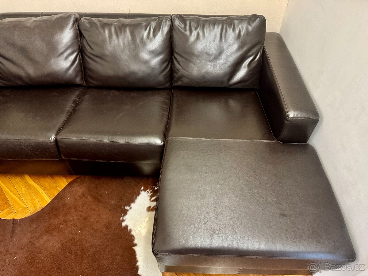 Kožená sedací souprava hnědá - 5
