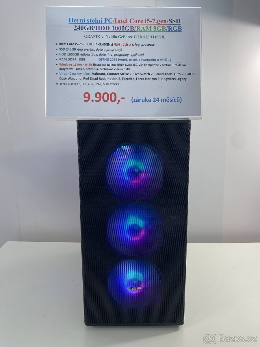 Herní stolní PC/Intel Core i5-7.gen/SSD 240GB/HDD 1000GB/RAM - 5