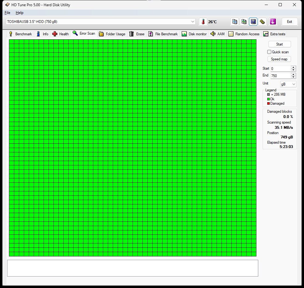 Externí disk 3,5" 750GB, natočeno jen 174 hodin, USB - 5