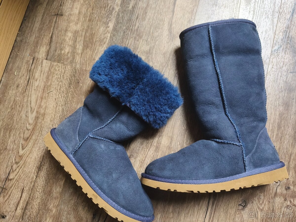 Modré kožené válenky UGG CLASSIC W6 - 37 - 5