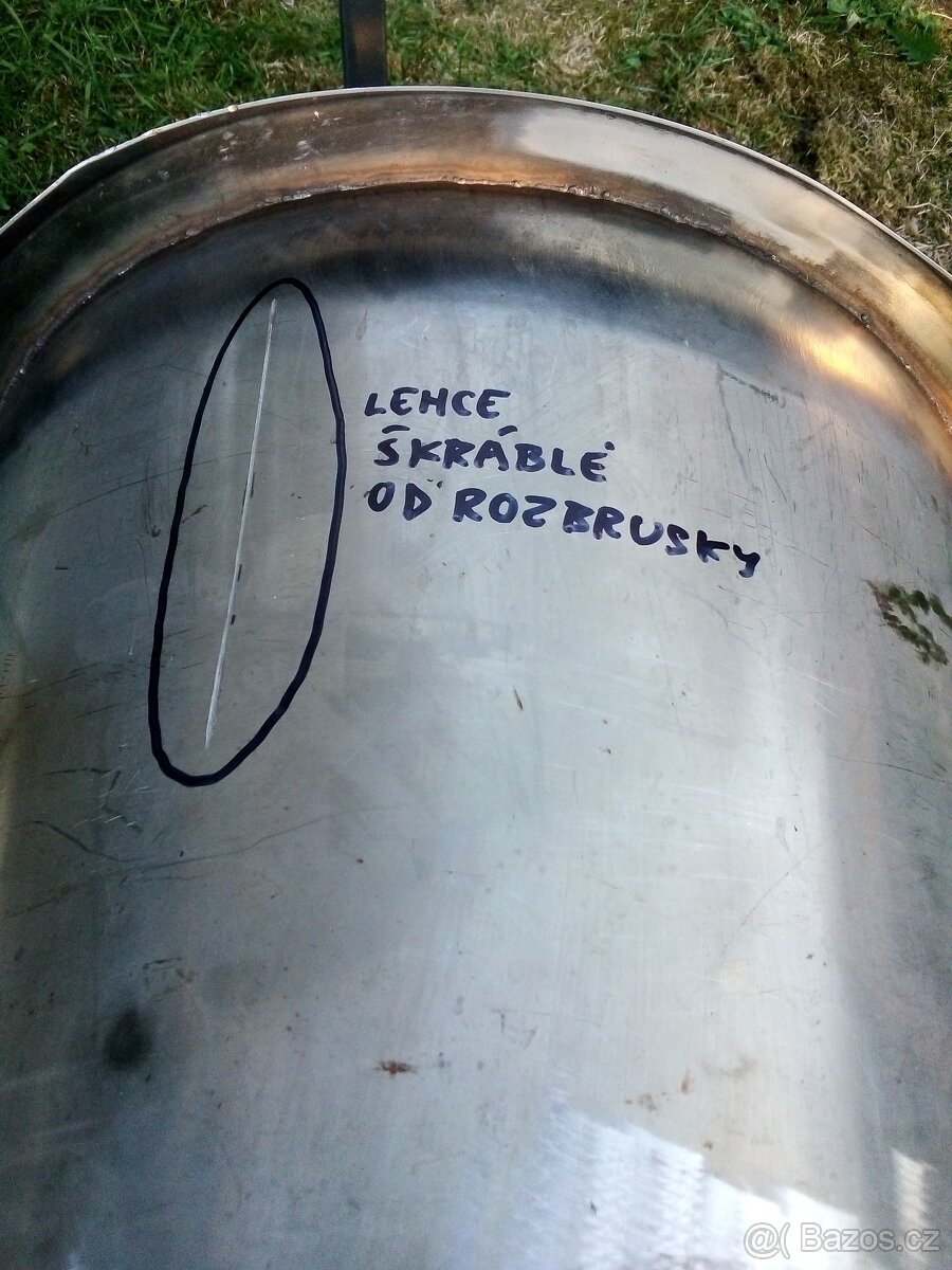 Nerezová INOX nádoba s lemem, výpustní dírou a přírubou. - 5