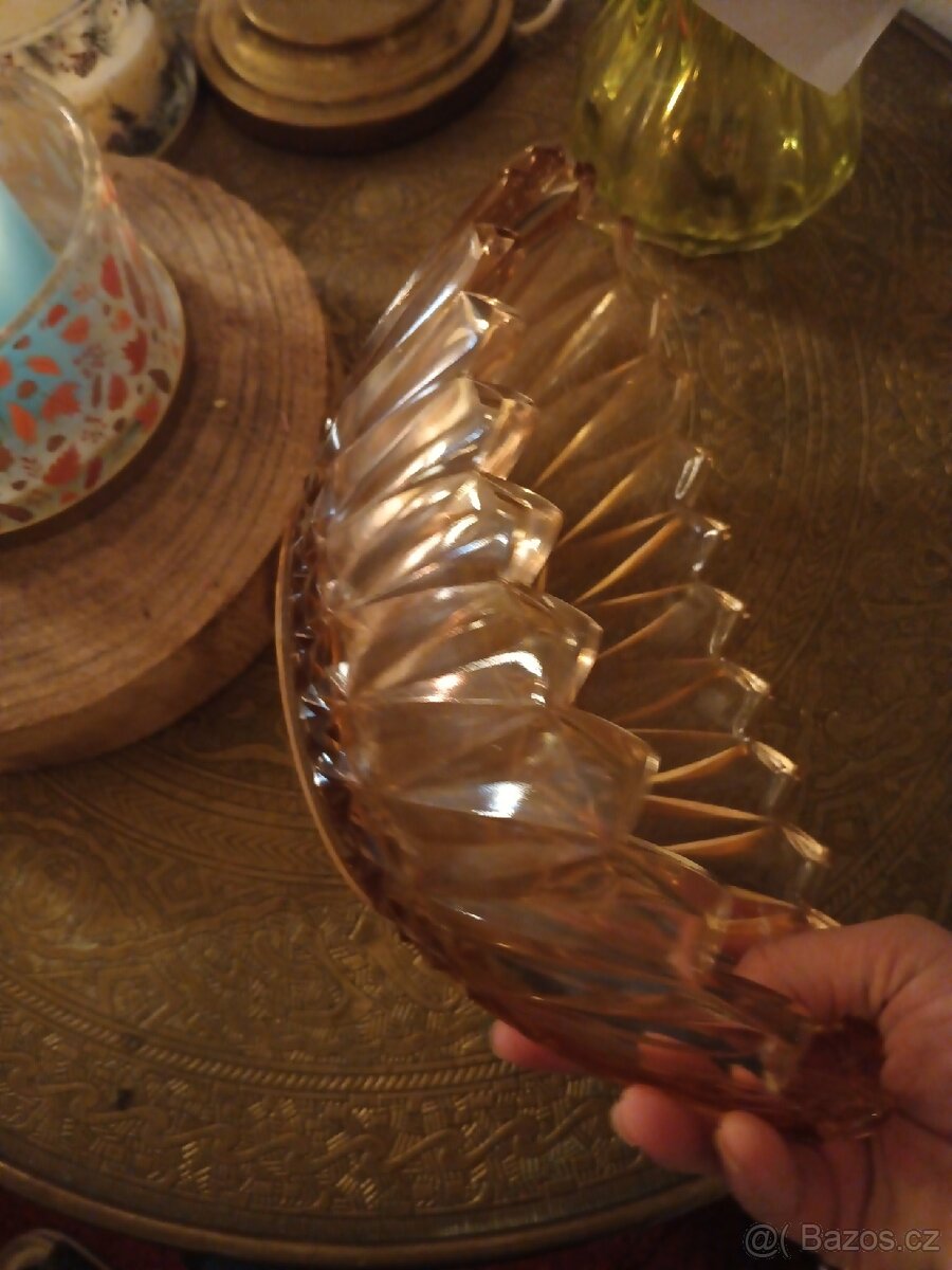 Skleněná mísa, růžové sklo - 5