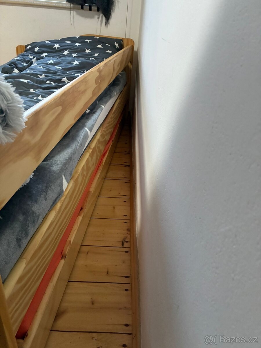 Postel - Dřevěné jednolůžko s přistýlkou - 5