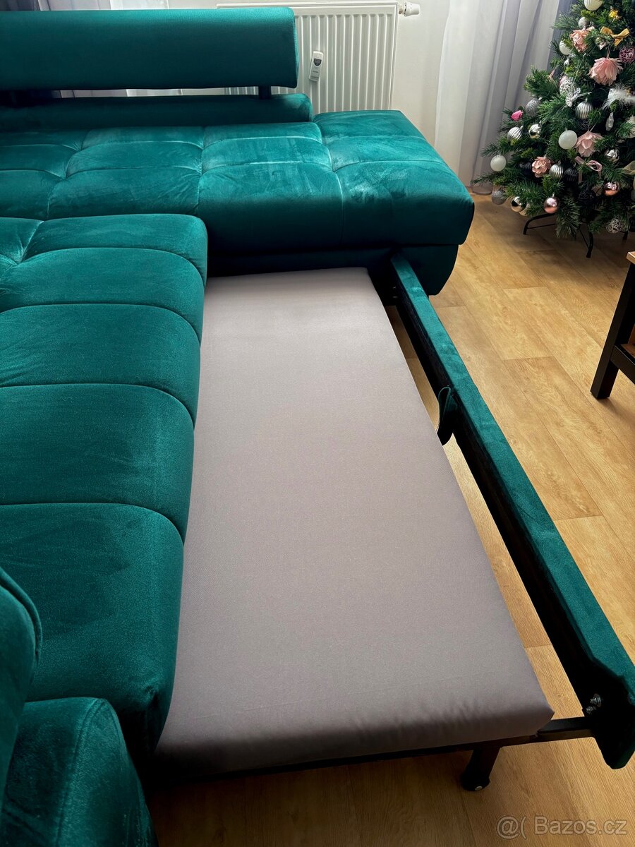 Rohová semišová sedací souprava - 5