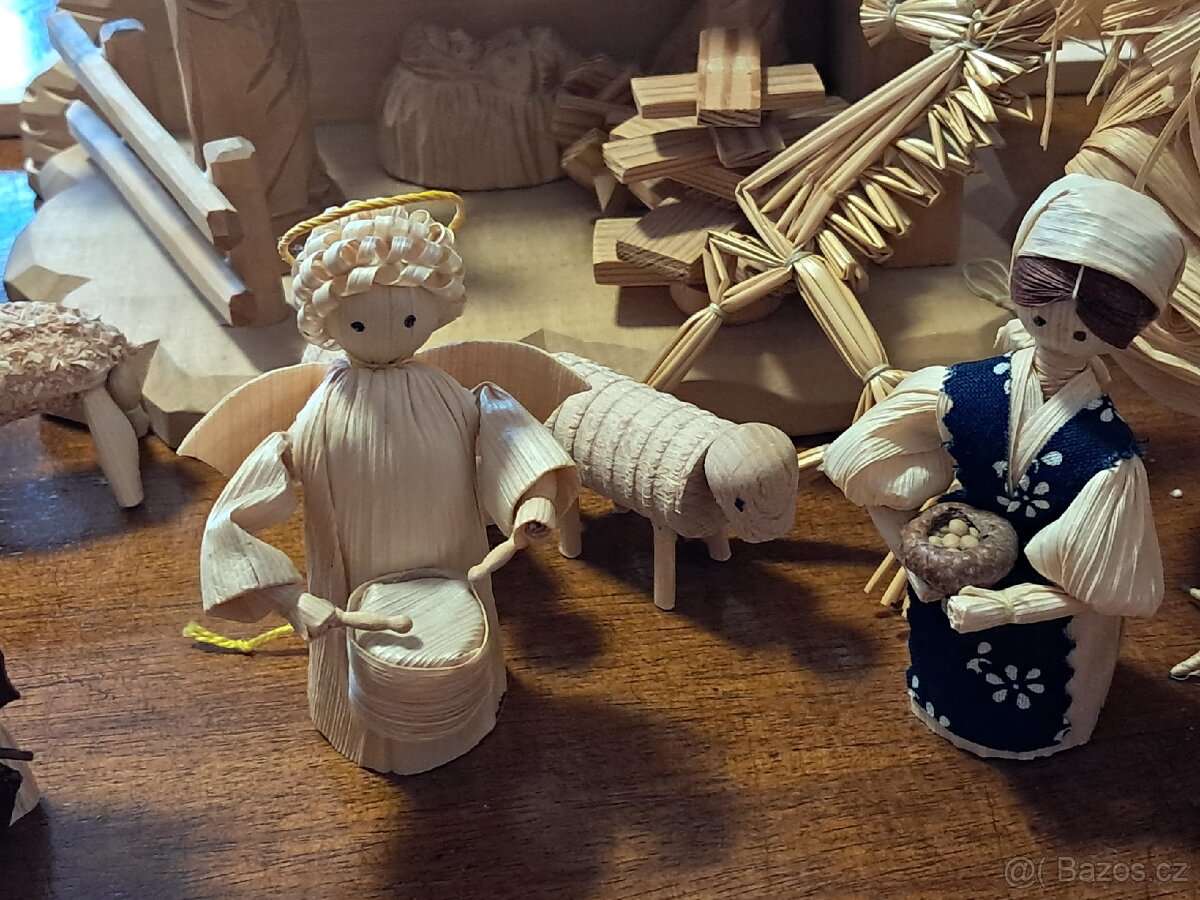 Starý betlém s kukuřičného šustí Starý 60 let - 5