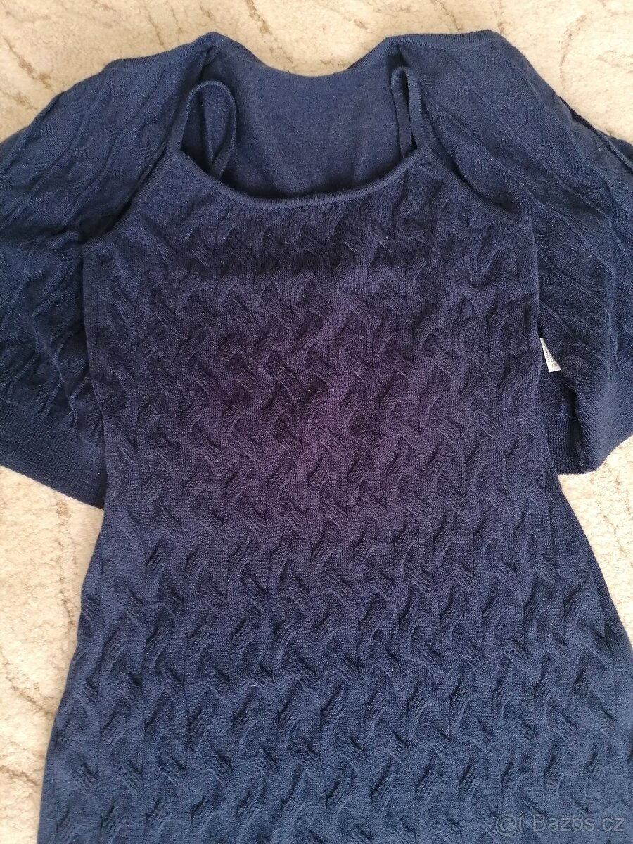 Pletené šaty a vestička M - 5
