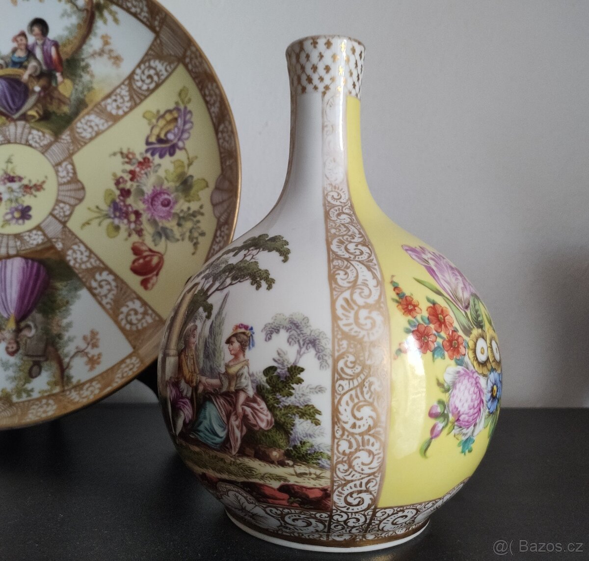 Starožitný ručně malovaný německý porcelán 19. století - 5