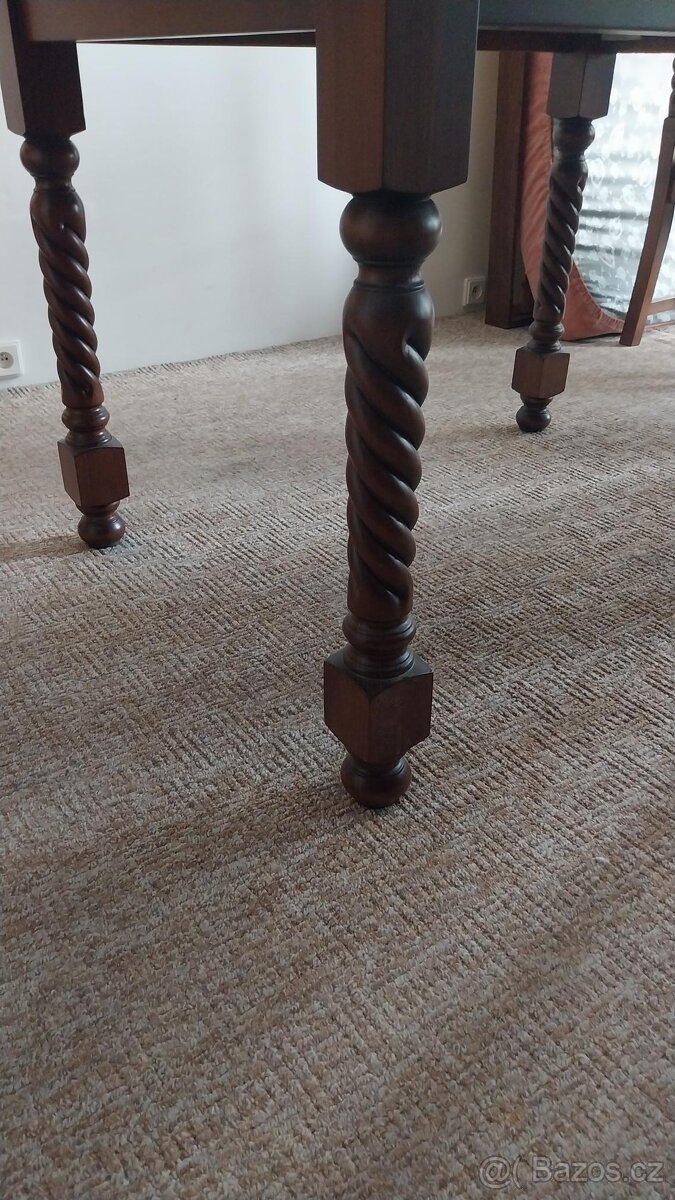 Stůl jídelní rustikální, 4 židle s čalouněním - 5