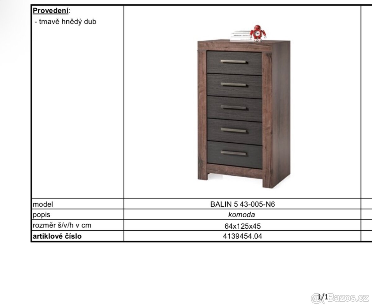 Obývací nábytek BALIN – tmavý dub / černá - 5